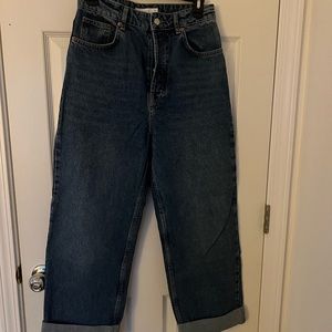 Topshop One oversized Mom jean in mid blue